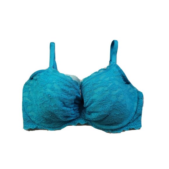Victoria's Secret Lined Demi Women's 34DD Turquoise Floral Lace Bra Underwire - Picture 1 of 10
